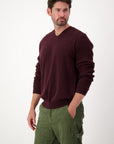 Ribbed Sleeved Cashmere V-Neck