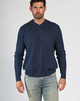 Ribbed Sleeved Cashmere V-Neck