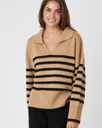 Striped Polo Sweater - Nuan Cashmere - classic - elegant - cashmere