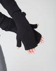 Ribbed knit wrist warmers - Nuan Cashmere - classic - elegant - cashmere