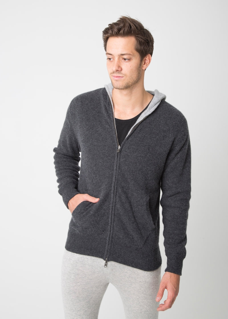 Double Layered Reversible Hoodie - Nuan Cashmere - classic - elegant - cashmere