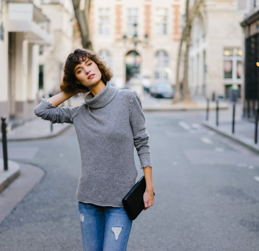 The COCO Turtleneck in Concrete, photographed in Paris
