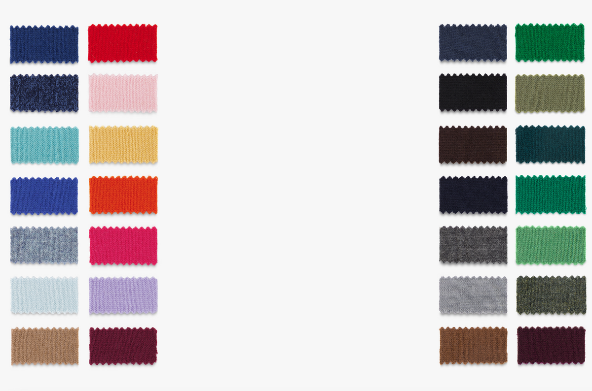 NUAN custom cashmere colour swatches