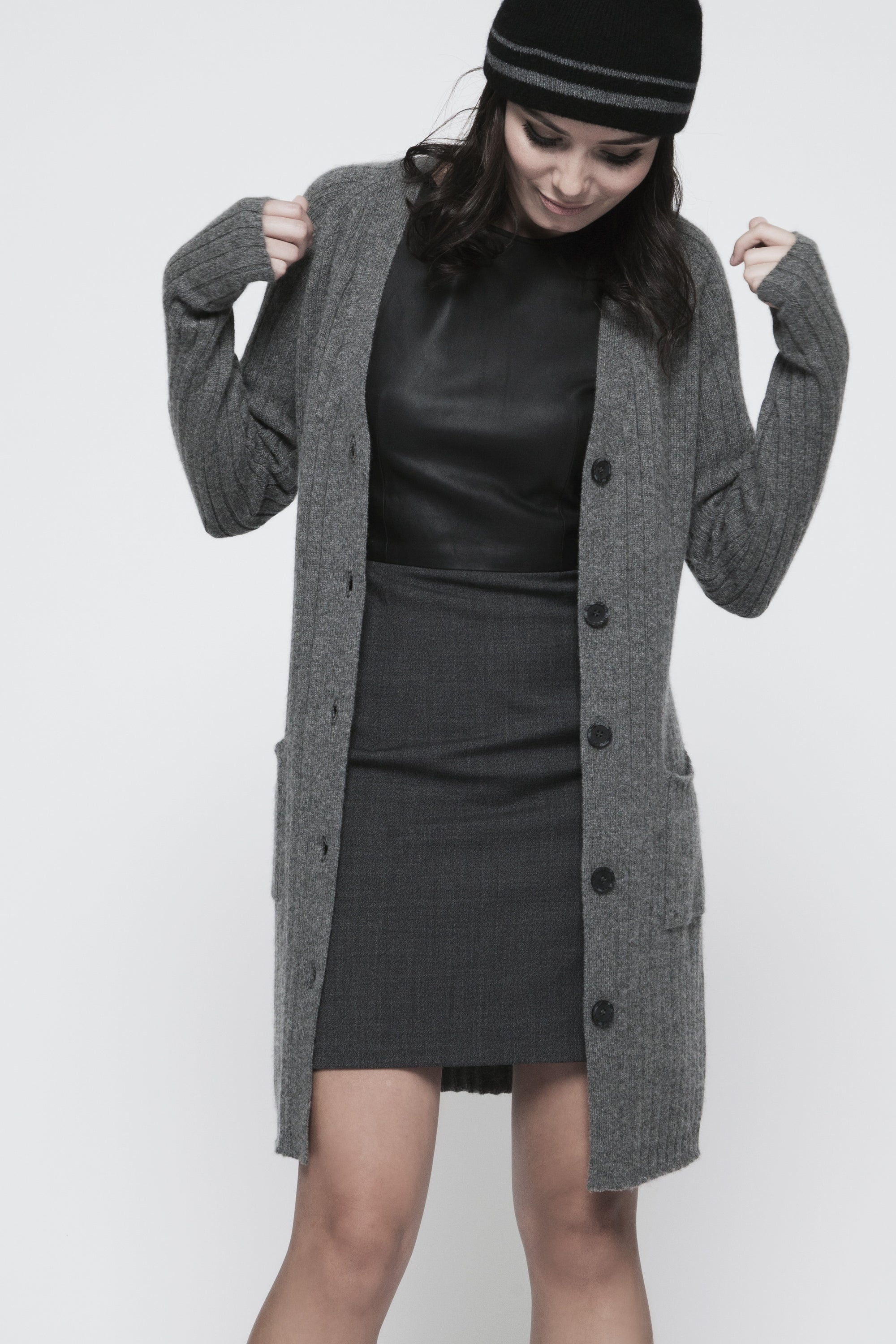 Long Button Down Cardigan - Nuan Cashmere - classic - elegant - cashmere