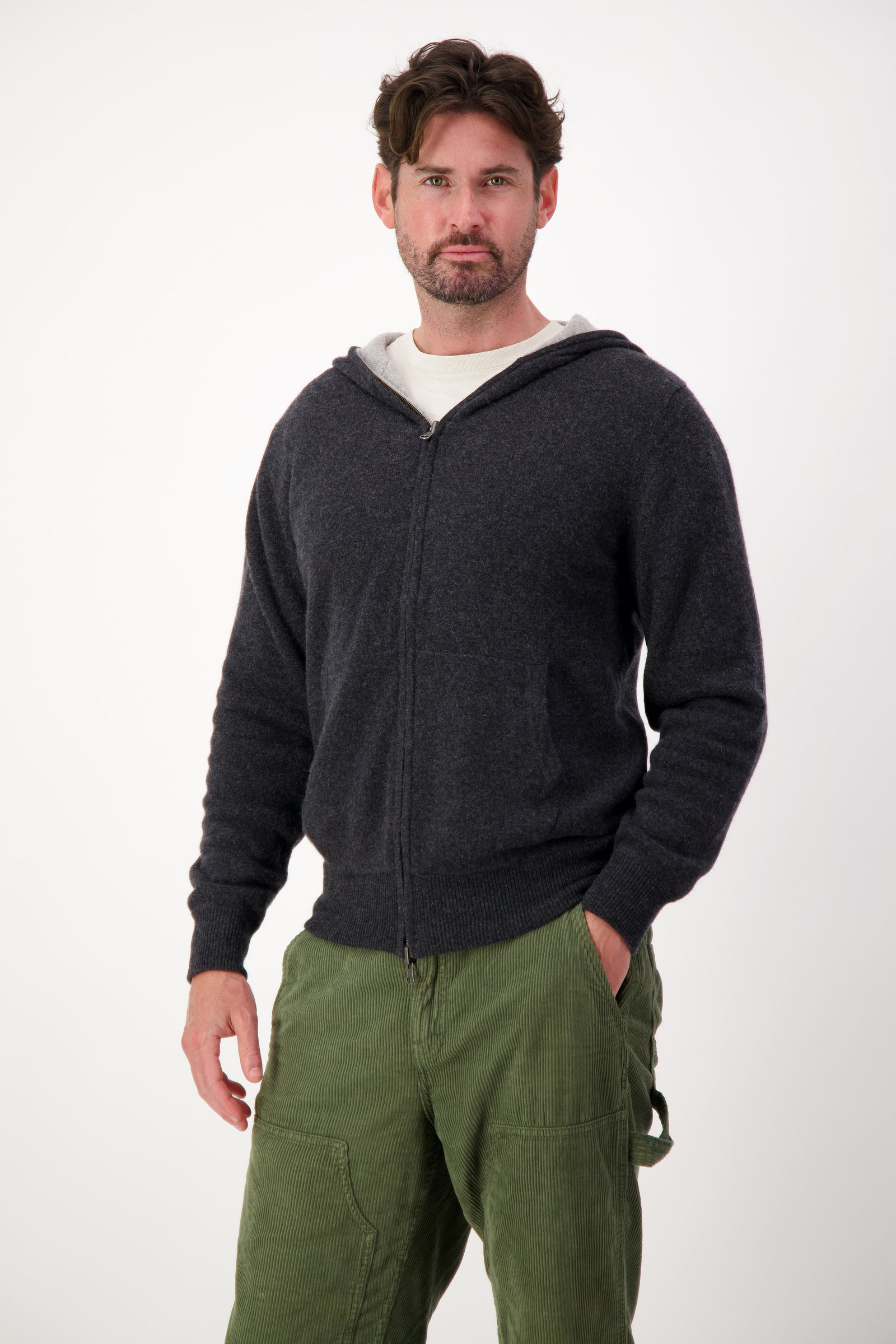 Double Layered Reversible Cashmere Hoodie - Nuan Cashmere Double Layered Reversible Cashmere Hoodie - Nuan Cashmere