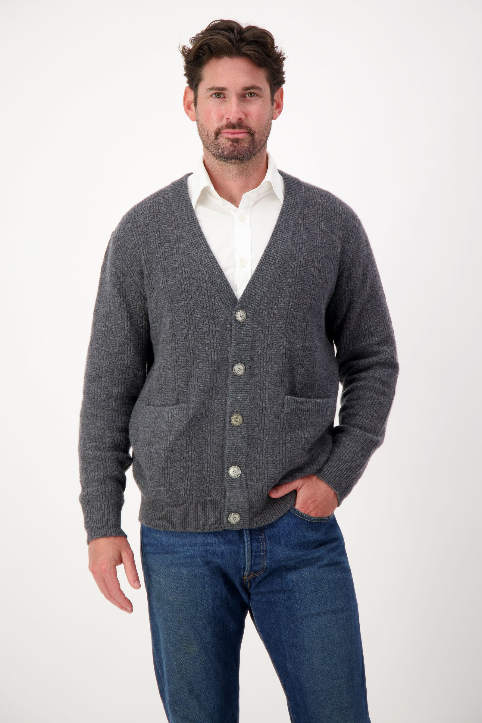 Cashmere Crosshatch Cardigan