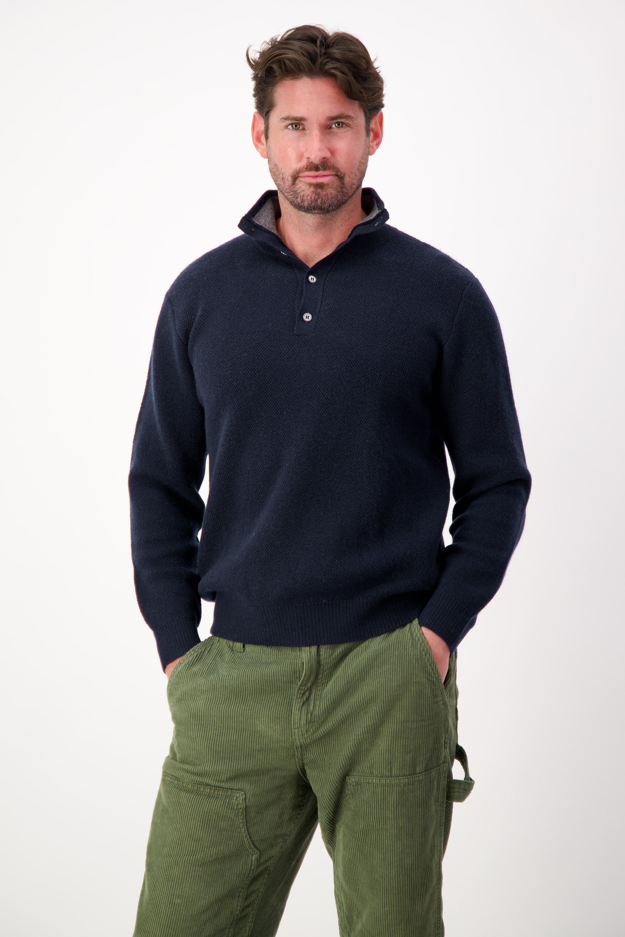 Honeycomb Button Down Sweater - Nuan Cashmere - classic - elegant - cashmere