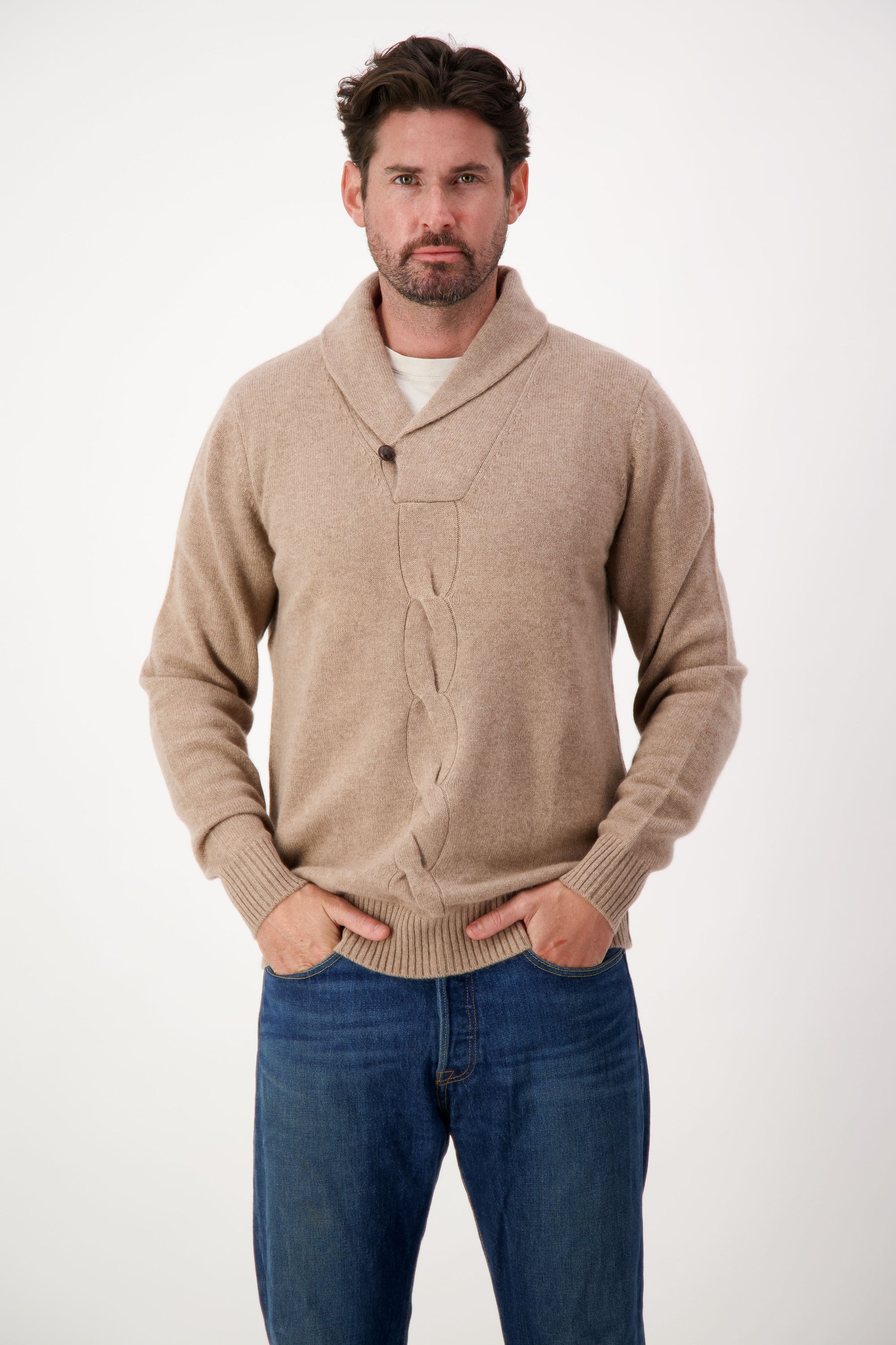 Cable Accent Cashmere Sweater