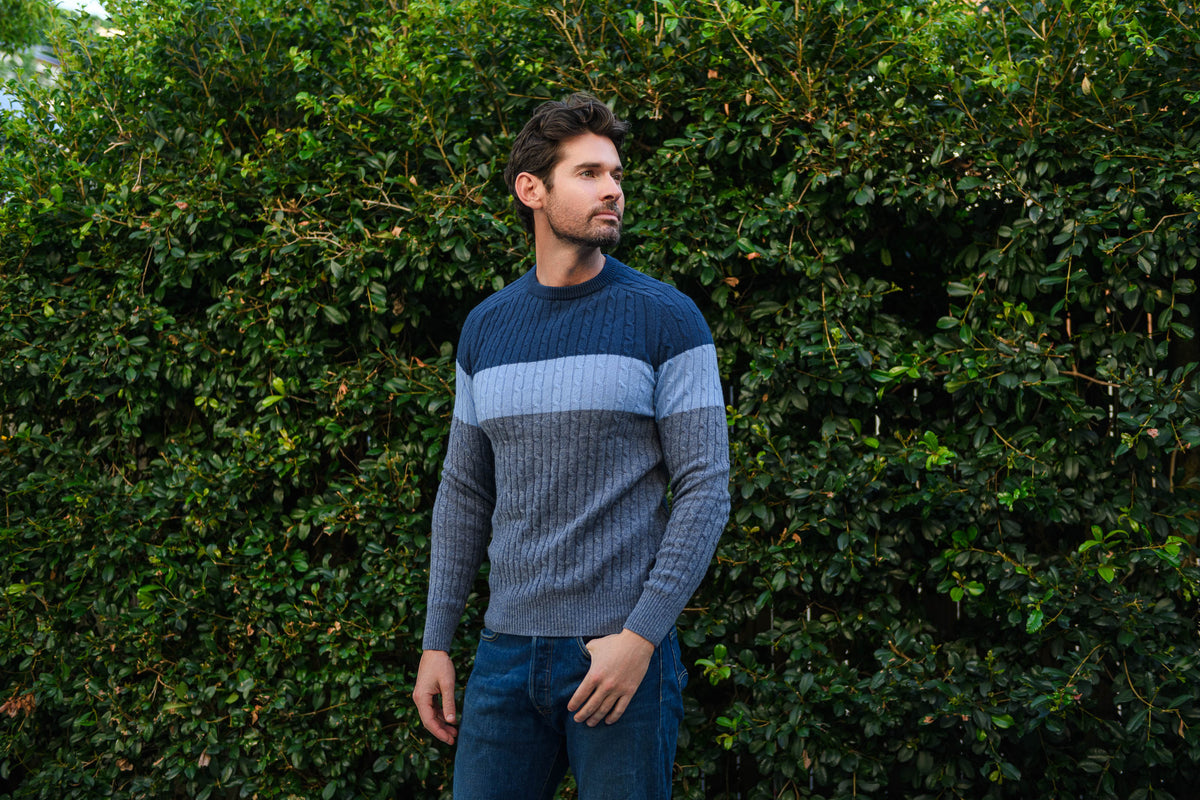 Tri-Colour Cable Sweater