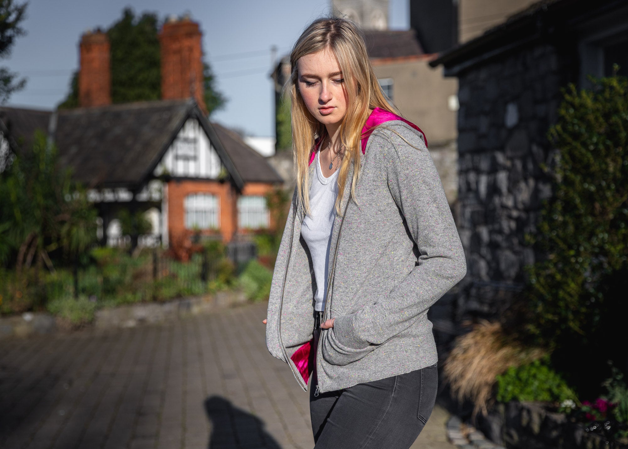 Silk Lined Hoodie - Nuan Cashmere - classic - elegant - cashmere