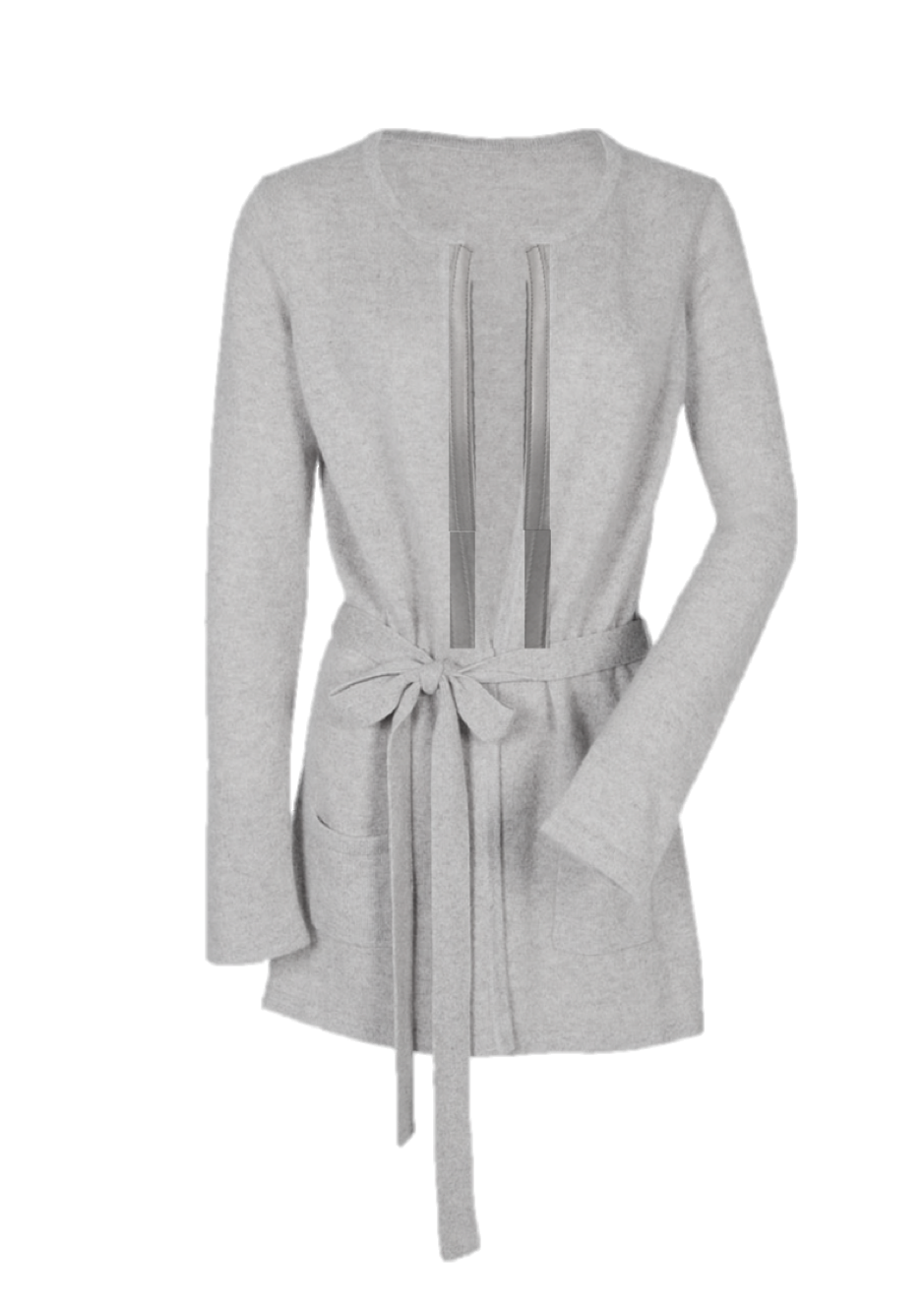Belted Cardigan with Leather Accents - Nuan Cashmere - classic - elegant - cashmere