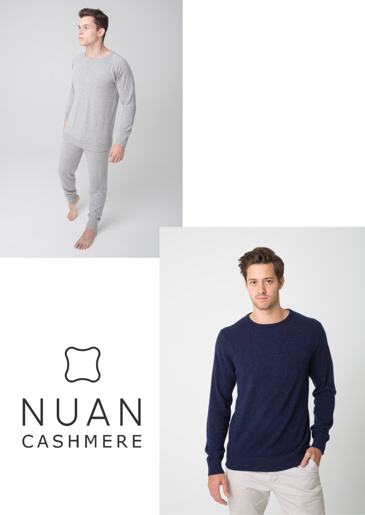 Men&#39;s Jogger Pants &amp; Crew Neck Sweater - Nuan Cashmere - classic - elegant - cashmere