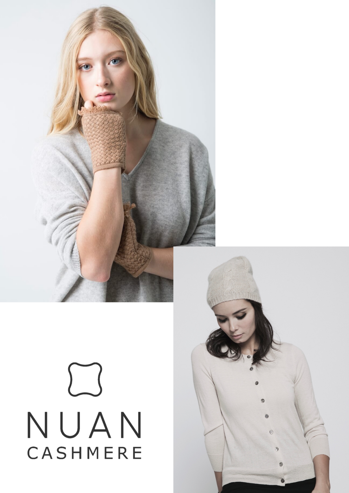 Cable Knit Beanie &amp; COCO Mittens - Nuan Cashmere - classic - elegant - cashmere