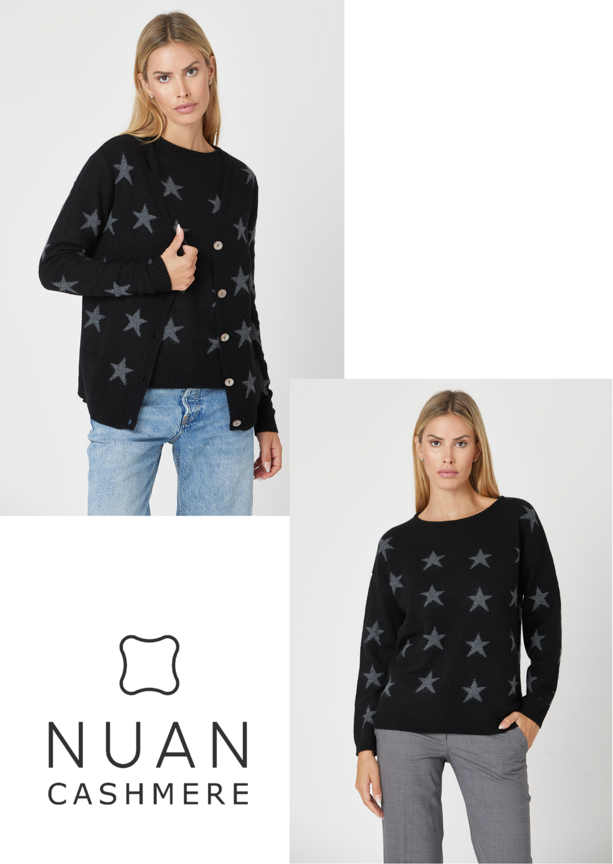 Star Sweater &amp; Star Cardigan - Nuan Cashmere - classic - elegant - cashmere