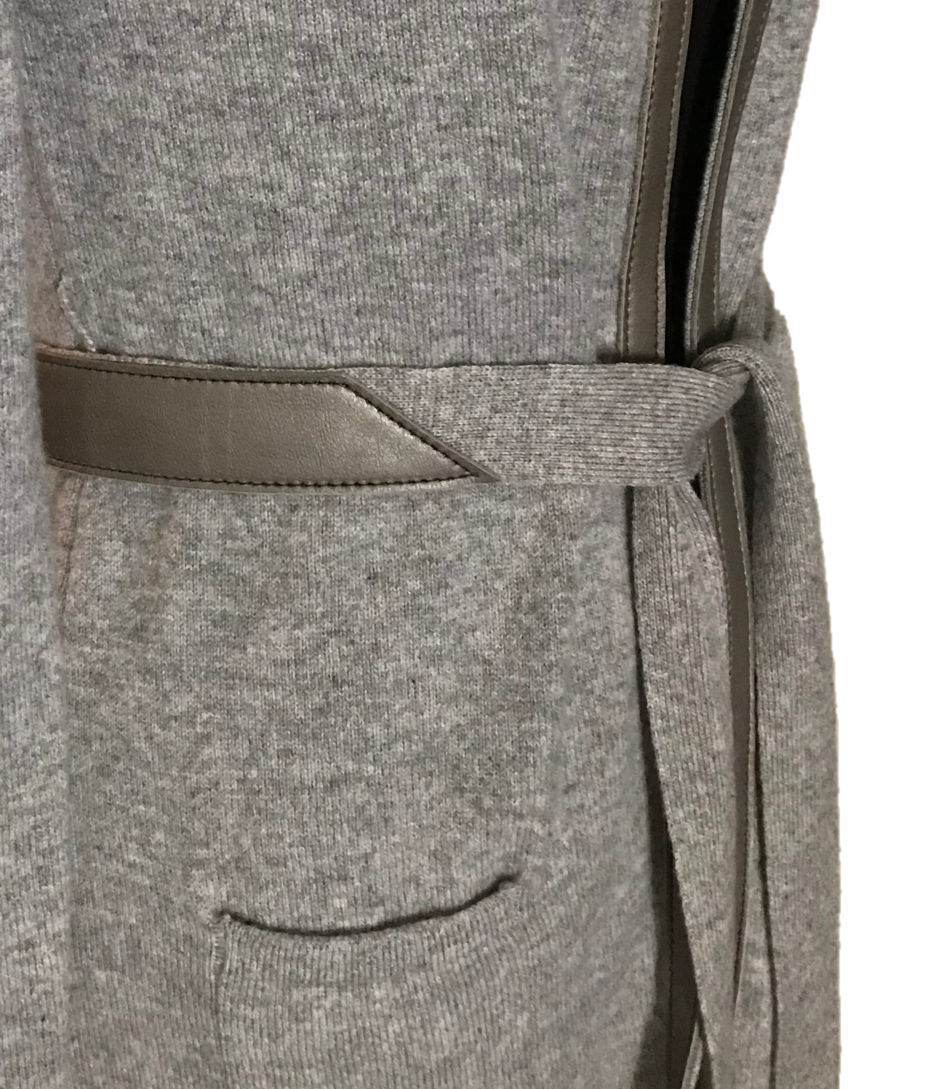 Belted Cardigan with Leather Accents