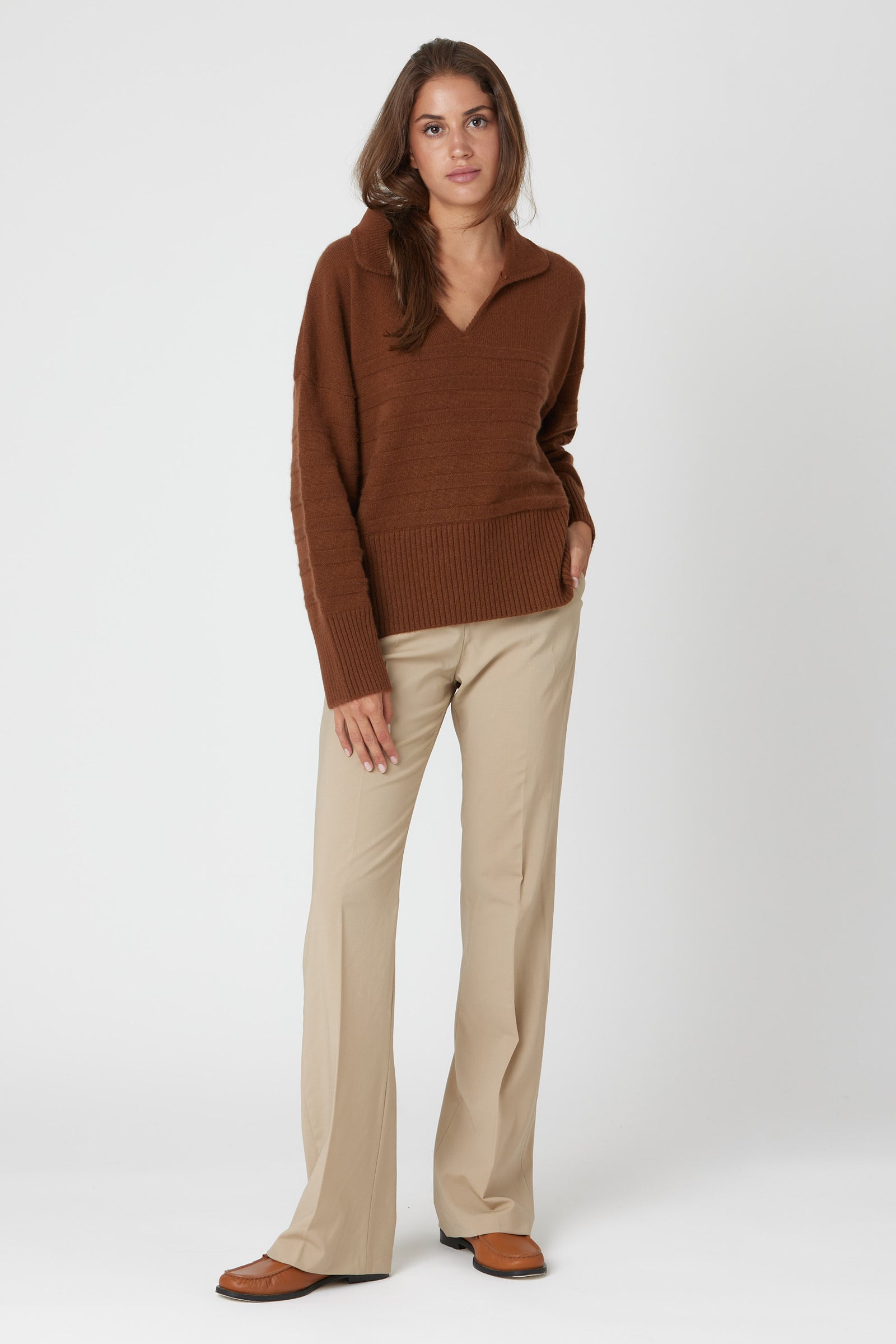 Collared Polo Sweater - Nuan Cashmere - classic - elegant - cashmere