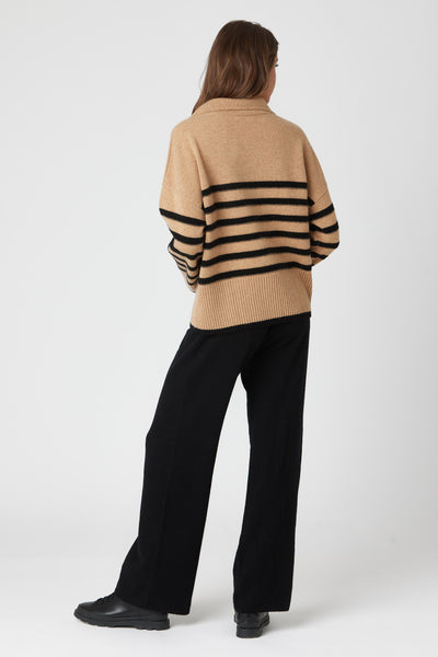 Striped Polo Sweater - Nuan Cashmere - classic - elegant - cashmere
