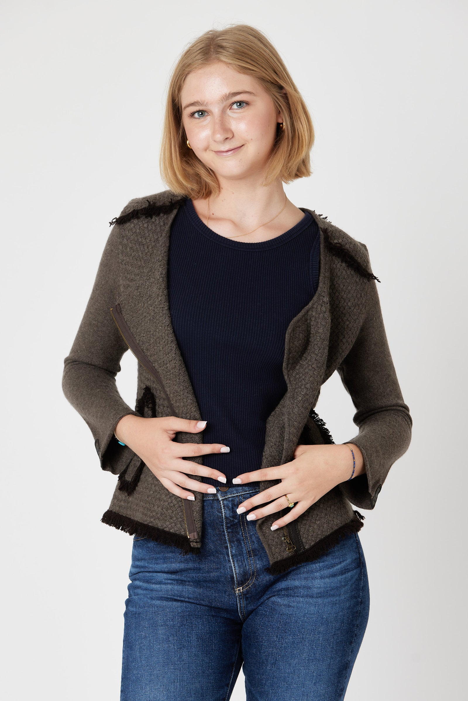 COCO Biker with Leather - Nuan Cashmere - classic - elegant - cashmere