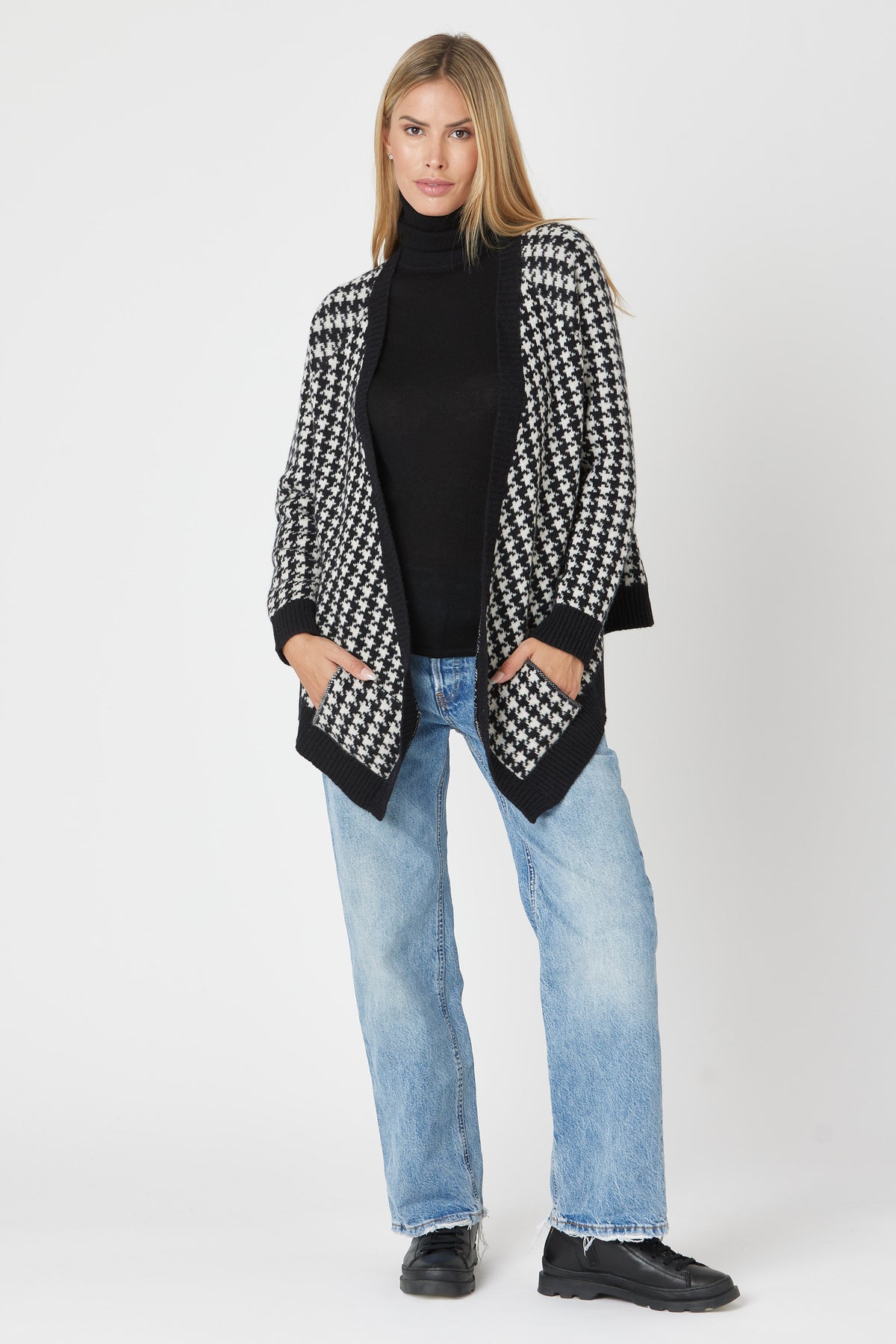 Houndstooth Cardigan - Nuan Cashmere - classic - elegant - cashmere