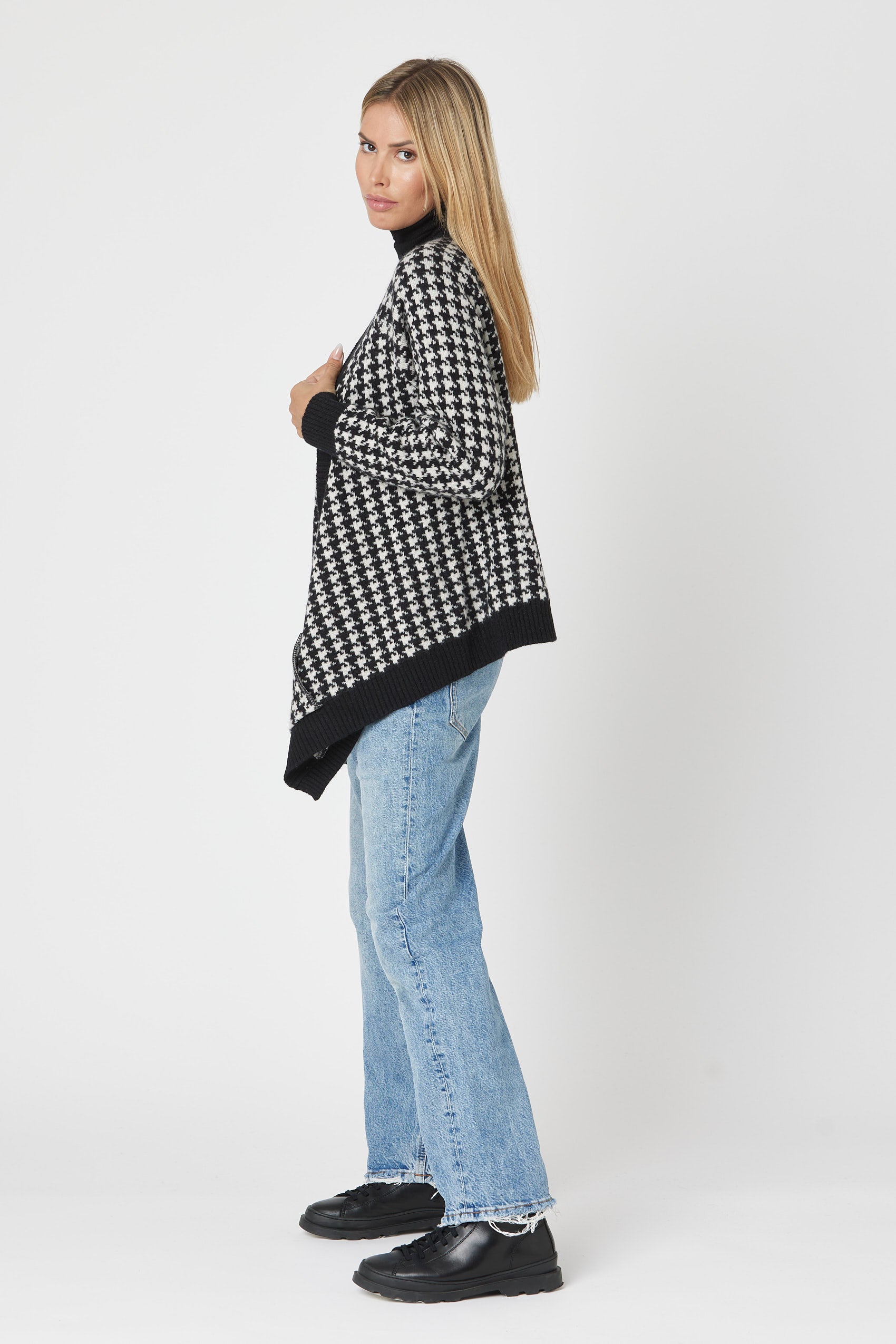 Houndstooth Cardigan - Nuan Cashmere - classic - elegant - cashmere
