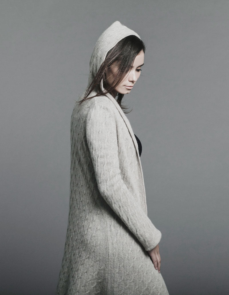 Handknit Cable Coat - Nuan Cashmere - classic - elegant - cashmere