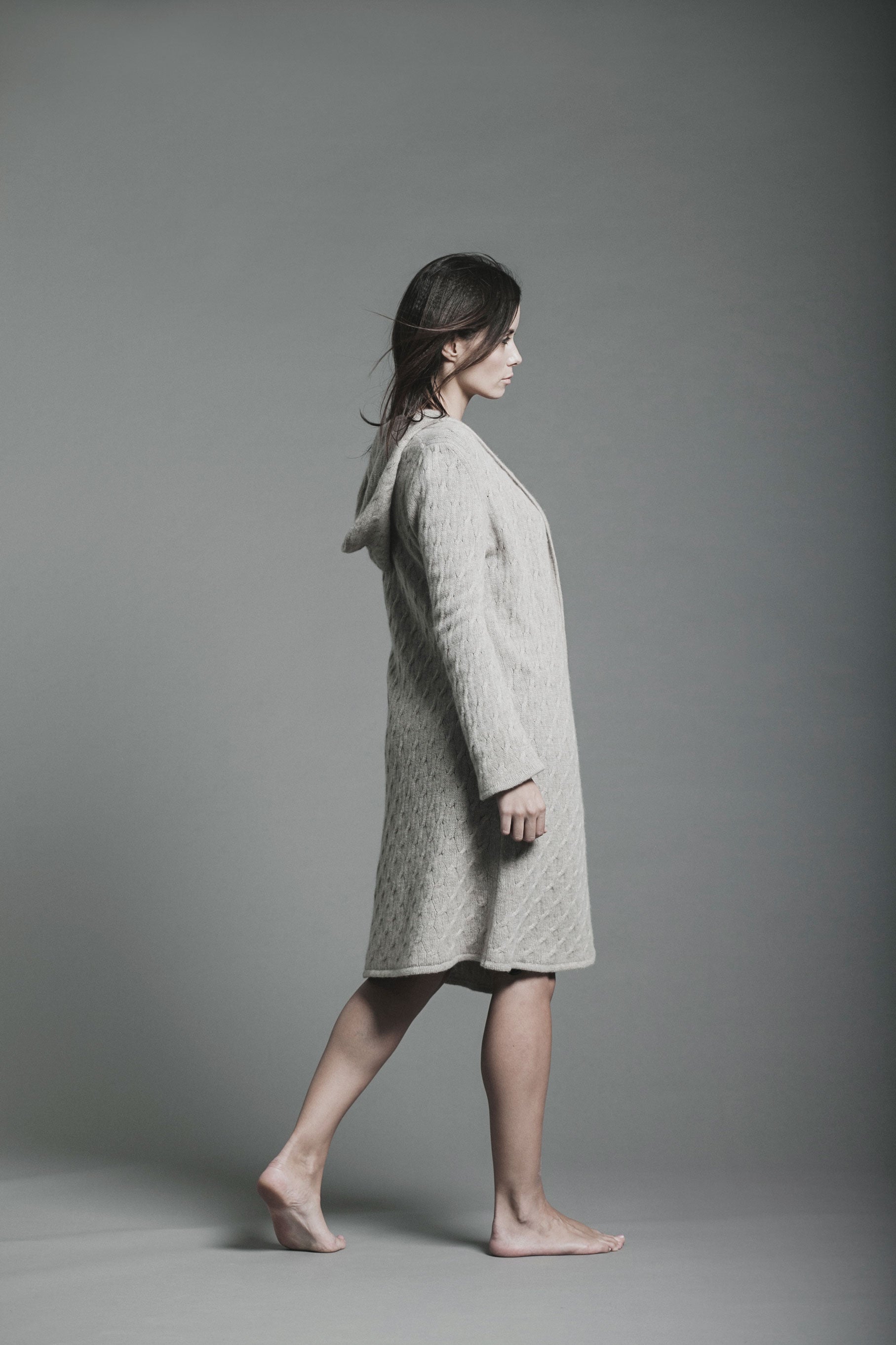 Handknit Cable Coat - Nuan Cashmere - classic - elegant - cashmere