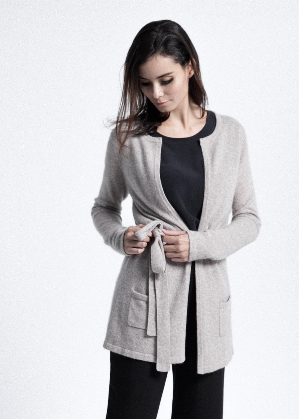 Belted Cashmere Cardigan - Nuan Cashmere