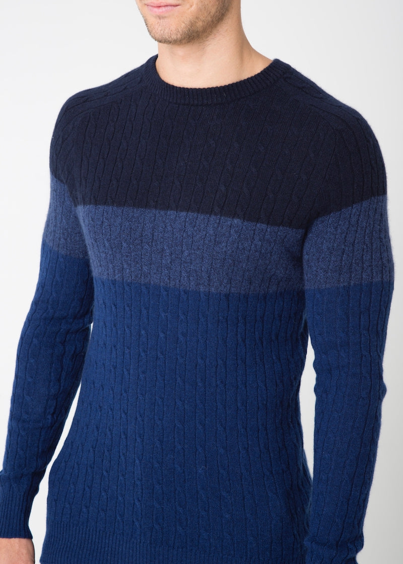 Tri-Colour Cable Sweater - Nuan Cashmere - classic - elegant - cashmere