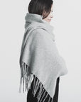 Hand Fringed Shawl - Nuan Cashmere - classic - elegant - cashmere