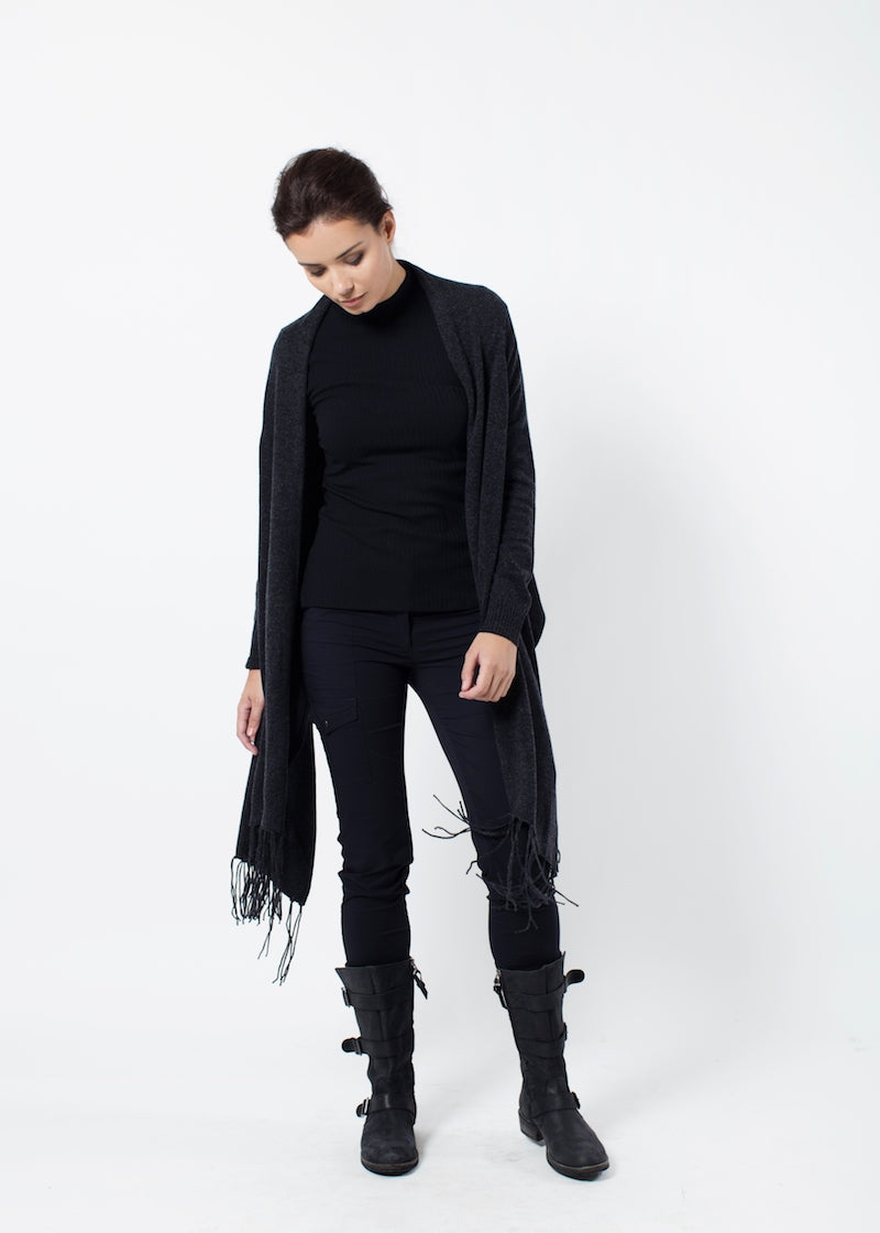 Hand-Fringed Cardi-Wrap - Nuan Cashmere - classic - elegant - cashmere