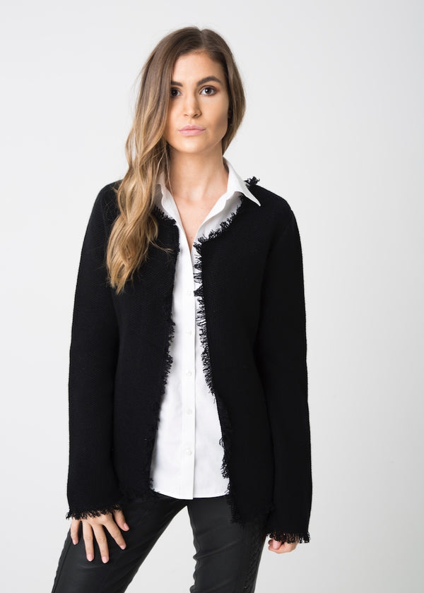 Fringed Honeycomb Jacket - Nuan Cashmere