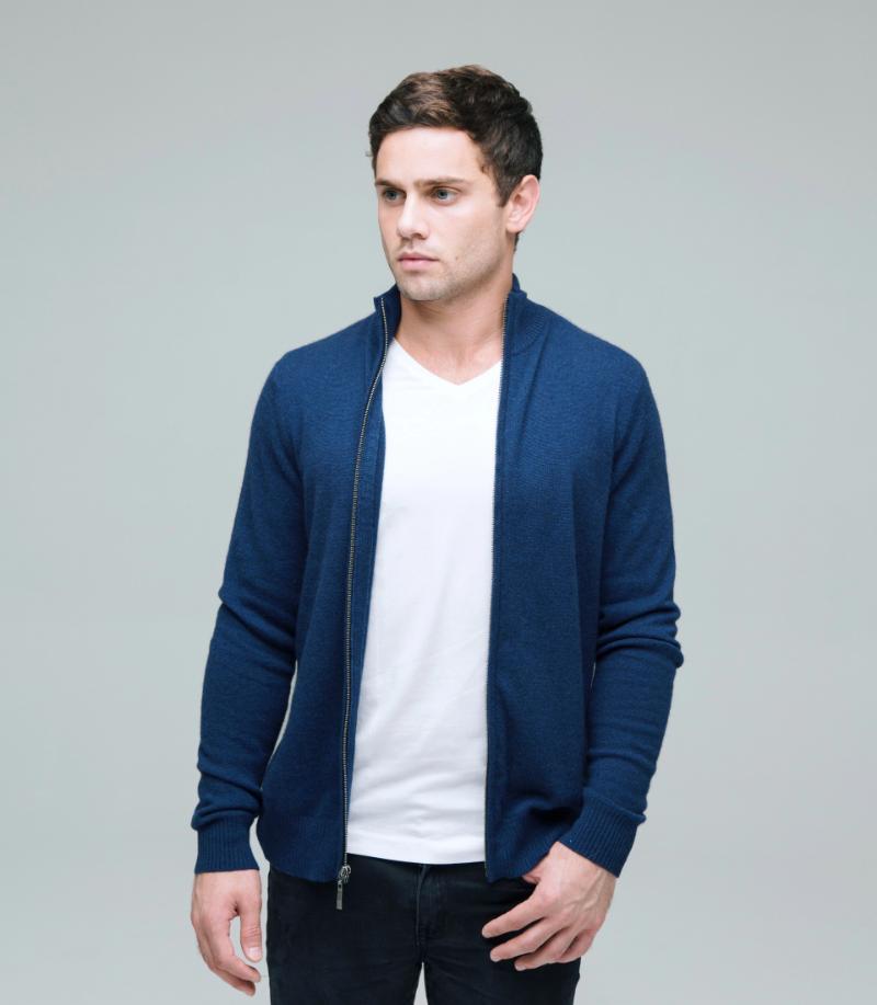 Men's Bomber Jacket - Nuan Cashmere - classic - elegant - cashmere
