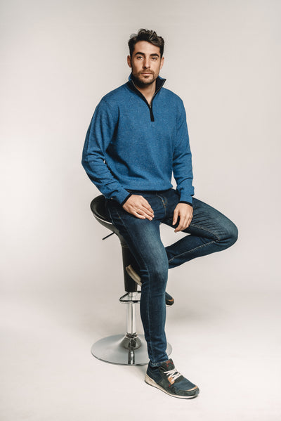 Zip Accent Sweater - Nuan Cashmere - classic - elegant - cashmere