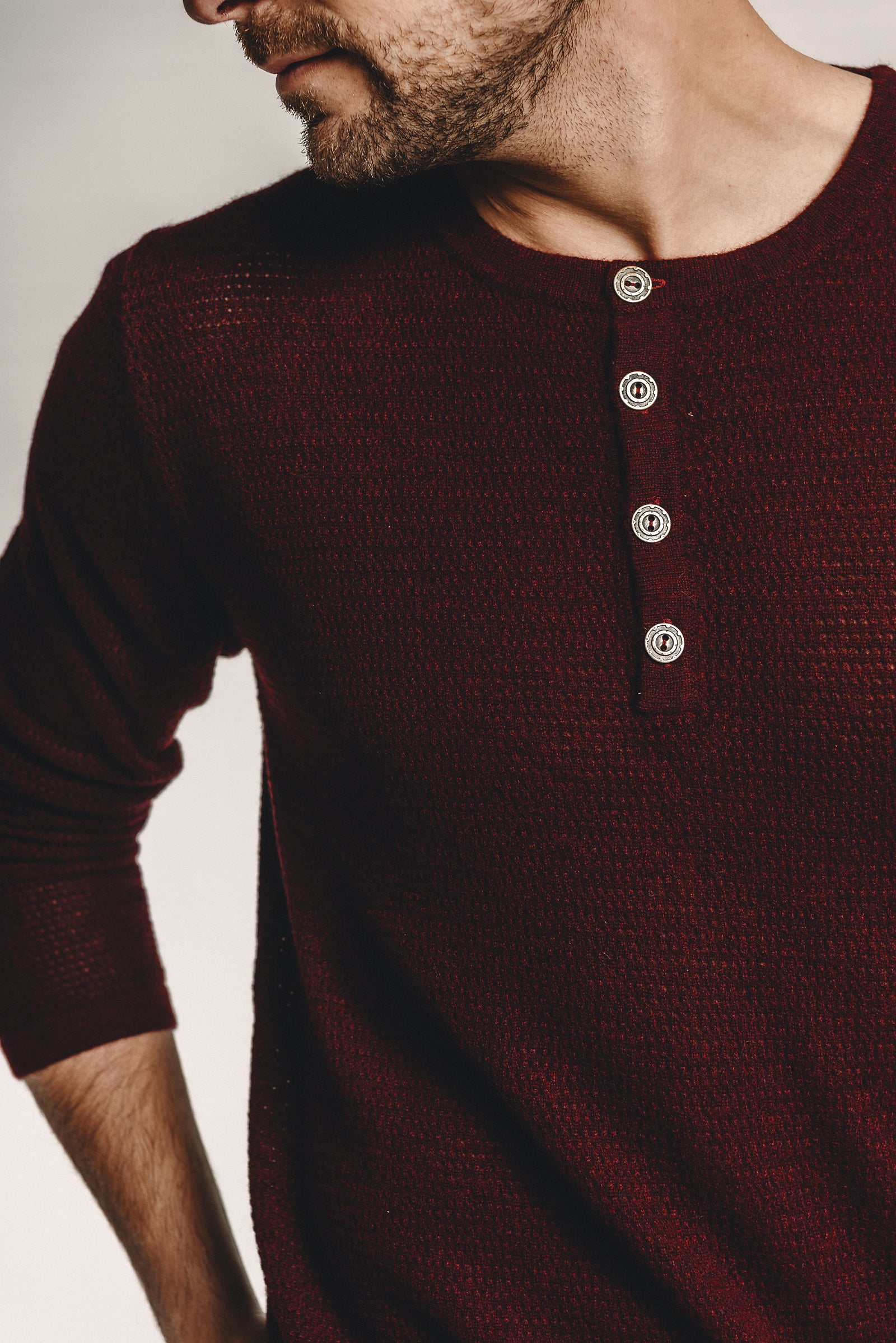 Waffle Henley - Nuan Cashmere - classic - elegant - cashmere