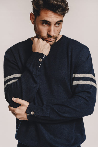 Stripe Accent Sweater - Nuan Cashmere - classic - elegant - cashmere