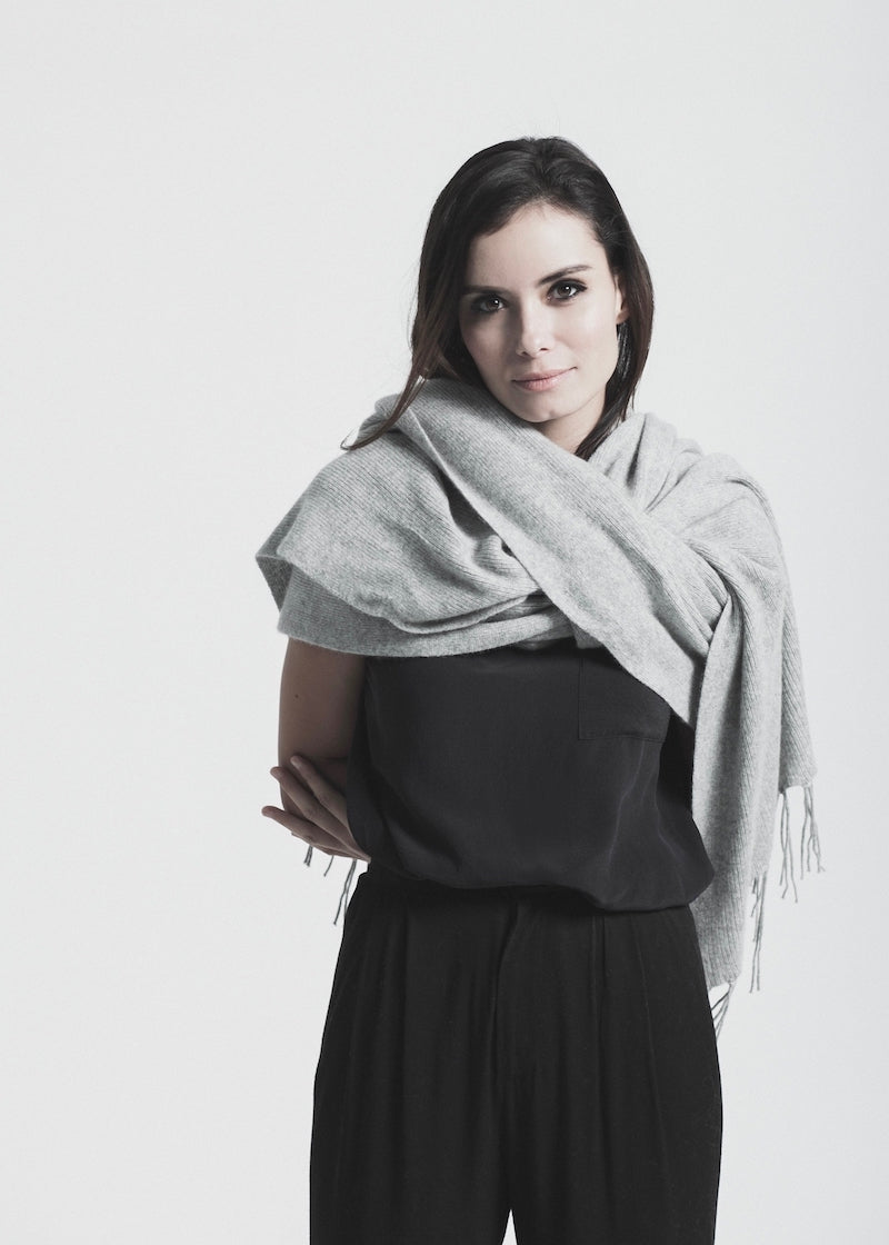 Hand Fringed Shawl - Nuan Cashmere - classic - elegant - cashmere