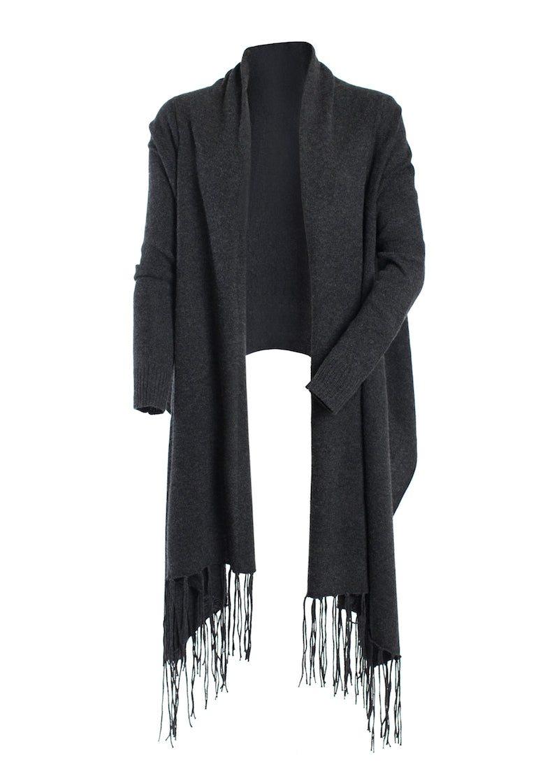 Hand-Fringed Cardi-Wrap - Nuan Cashmere - classic - elegant - cashmere