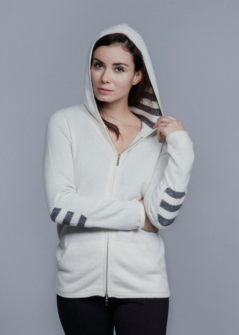 Striped Hoodie - Nuan Cashmere - classic - elegant - cashmere