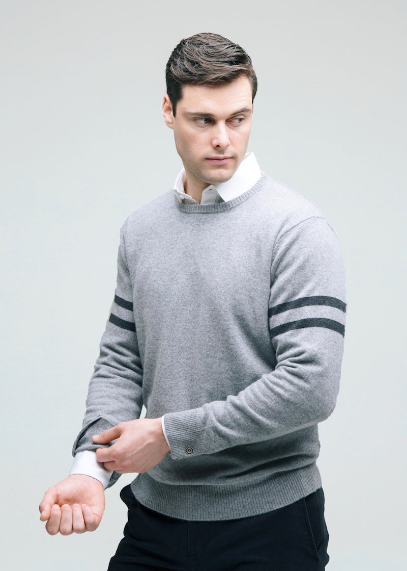 Stripe Accent Sweater - Nuan Cashmere - classic - elegant - cashmere