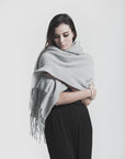 Hand Fringed Shawl - Nuan Cashmere - classic - elegant - cashmere